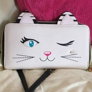 NWOT Betsy Johnson Cat Clutch Wallet